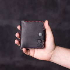 Wallet with money-clip Slim, black with red thread without coin box