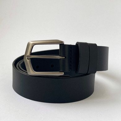 Black leather belt with gun steel buckle 110