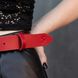 Red leather belt with golden buckle 90