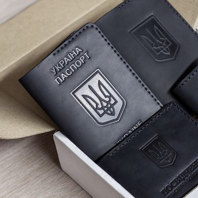 Набір обкладинок на УБД, військовий квиток, паспорт та водійських прав чорний