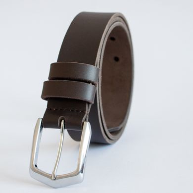 Brown leather belt with silver buckle 110