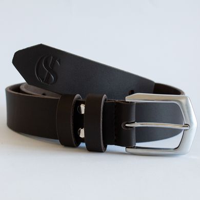 Brown leather belt with silver buckle 110