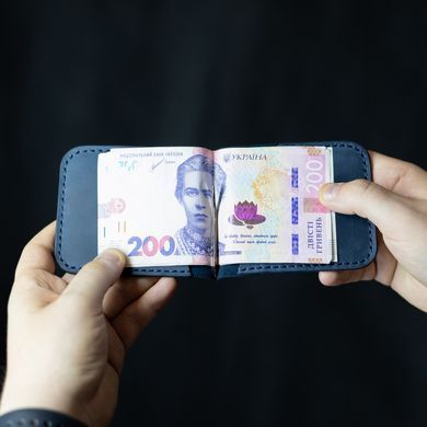 Шкіряний затиск для купюр Prime темно-синій