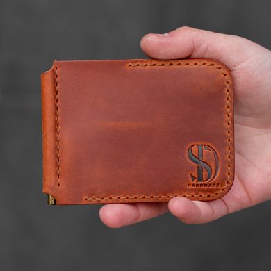 Leather money clip Prime on magnetic buttons cognac