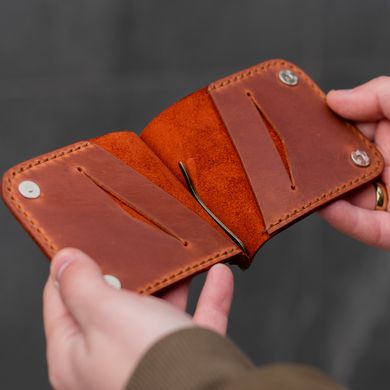 Leather money clip Prime on magnetic buttons cognac