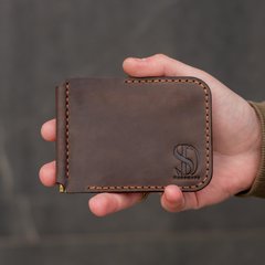 Leather money clip Prime on magnetic buttons brown