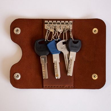 Keykeeper Minimal, 6 carabiners, cognac with text