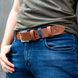 Leather belt, cognac color with silver buckle 110