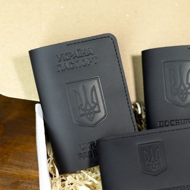 Набор обложек на УБД, удостоверение офицера и паспорт черный