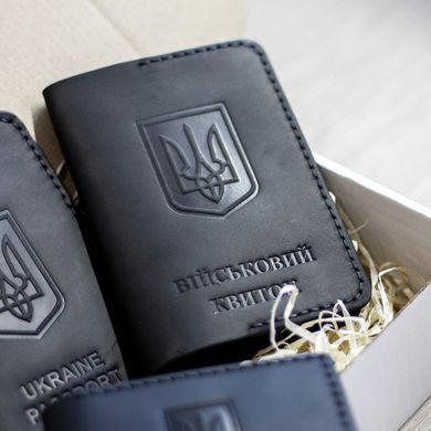 Набор обложек на УБД, военный билет и паспорт черный