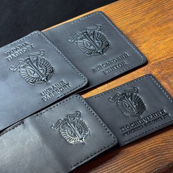 Набір обкладинок на УБД, військовий квиток, паспорт та водійських прав Морська піхота чорний